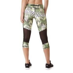 KI Pro Performance Yoga Workout Leggings Capri Mesh Sz L Safari